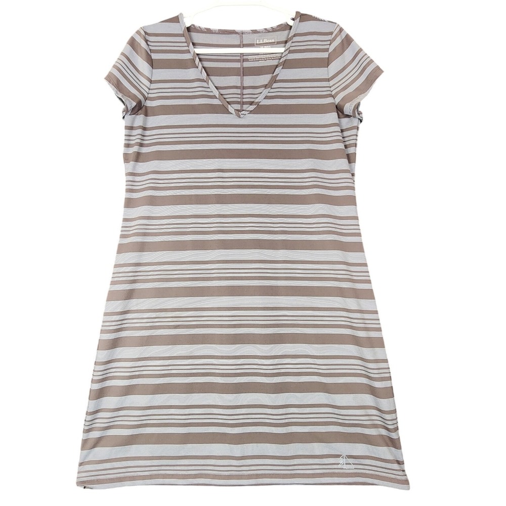 LL Bean Womens Striped V Neck Short Sleeve Casual T Shirt‎ Dress